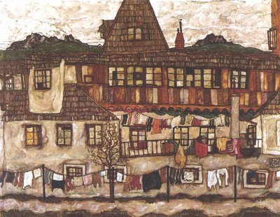 Casa com roupa de secagem de Egon Schiele